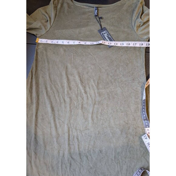 Viereck Dress Intel in Olive Faux Suede Jersey Microfiber 3/4 Sleeve Size Large - Picture 4 of 10